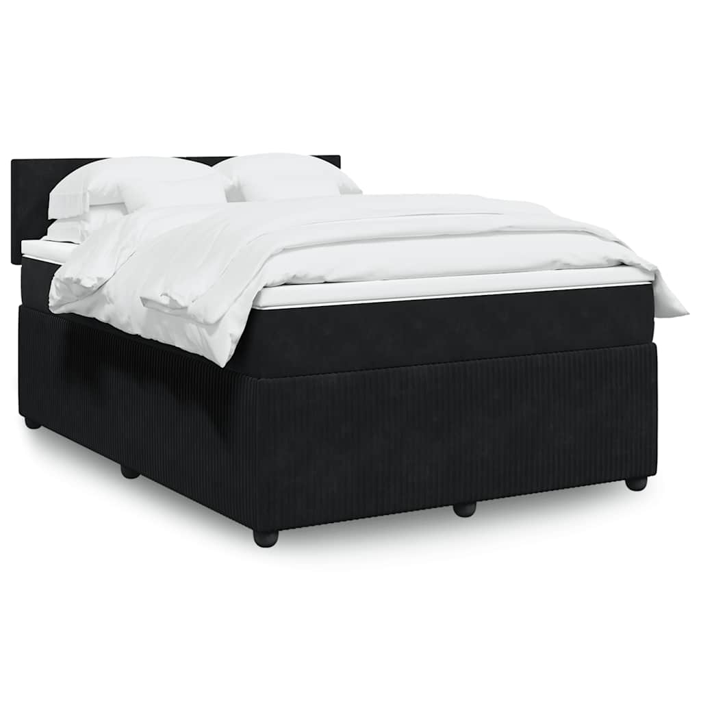 vidaXL Κρεβάτι Boxspring με Στρώμα Μαύρο 140x190 εκ. Βελούδινο
