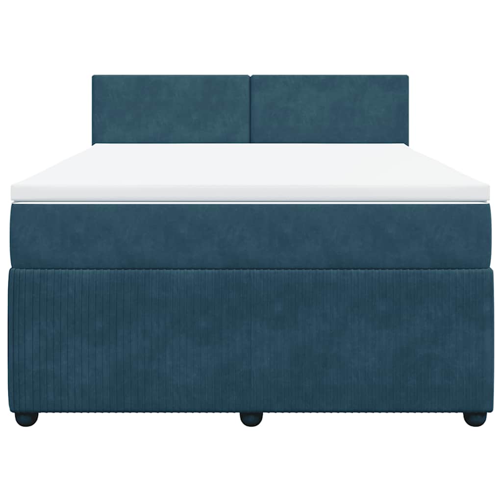 vidaXL Κρεβάτι Boxspring με Στρώμα Μπλε 140x190 εκ. Βελούδινο