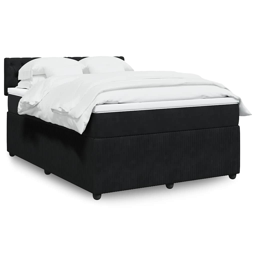 vidaXL Κρεβάτι Boxspring με Στρώμα Μαύρο 140x190 εκ. Βελούδινο