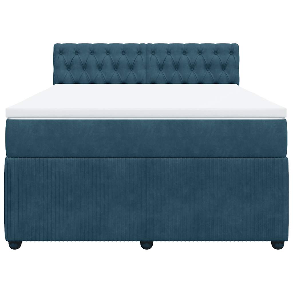 vidaXL Κρεβάτι Boxspring με Στρώμα Μπλε 140x190 εκ. Βελούδινο