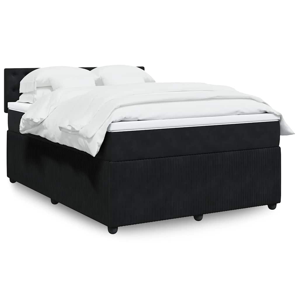 vidaXL Κρεβάτι Boxspring με Στρώμα Μαύρο 140x190 εκ. Βελούδινο