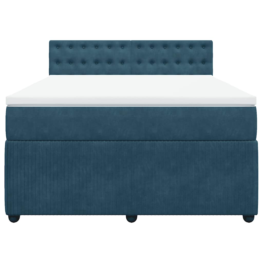 vidaXL Κρεβάτι Boxspring με Στρώμα Μπλε 140x190 εκ. Βελούδινο