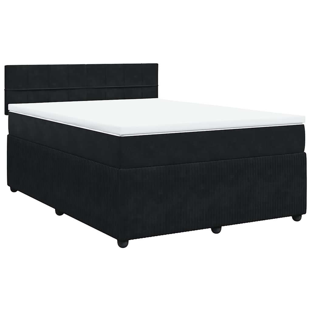 vidaXL Κρεβάτι Boxspring με Στρώμα Μαύρο 140x200 εκ. Βελούδινο