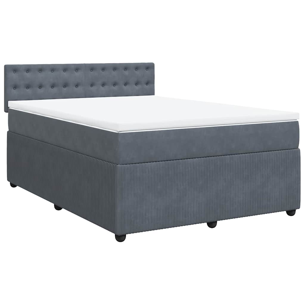 vidaXL Κρεβάτι Boxspring με Στρώμα Σκούρο Γκρι 140x200 εκ. Βελούδινο