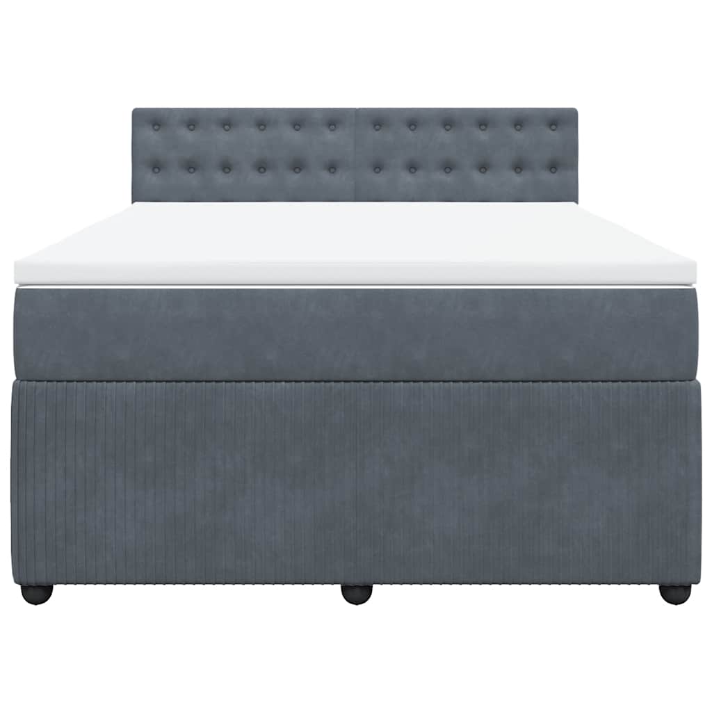 vidaXL Κρεβάτι Boxspring με Στρώμα Σκούρο Γκρι 140x200 εκ. Βελούδινο