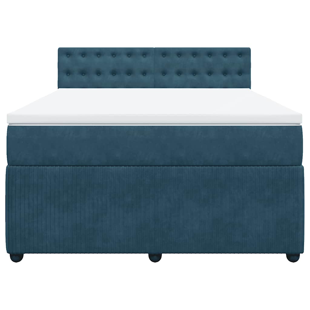 vidaXL Κρεβάτι Boxspring με Στρώμα Μπλε 140x200 εκ. Βελούδινο