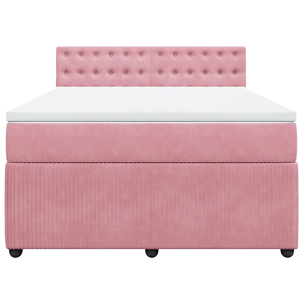 vidaXL Κρεβάτι Boxspring με Στρώμα Ροζ 140x200 εκ. Βελούδινο