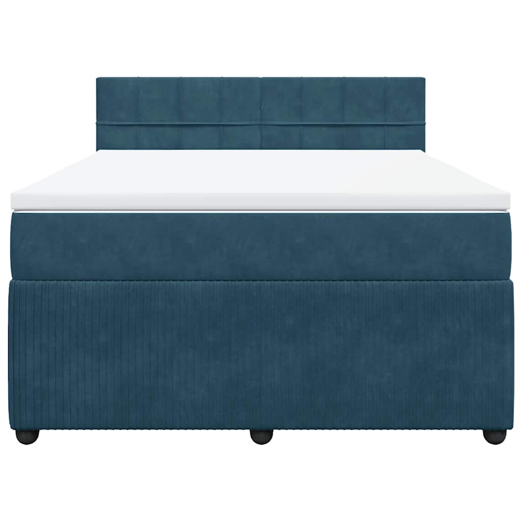 vidaXL Κρεβάτι Boxspring με Στρώμα Μπλε 160x200 εκ. Βελούδινο