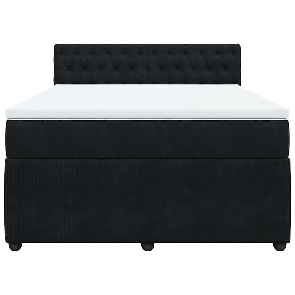 vidaXL Κρεβάτι Boxspring με Στρώμα Μαύρο 160x200 εκ. Βελούδινο