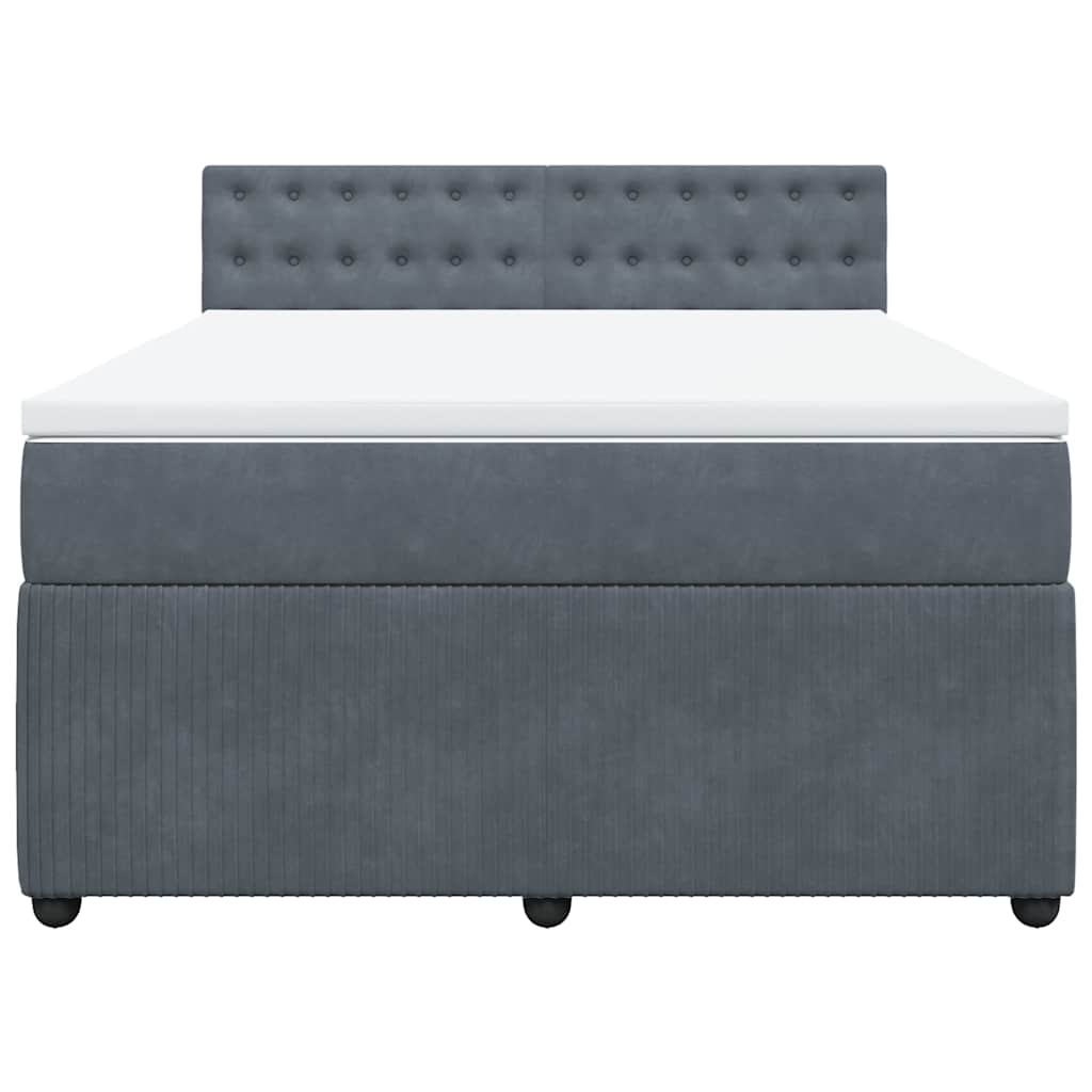 vidaXL Κρεβάτι Boxspring με Στρώμα Σκούρο Γκρι 160x200 εκ. Βελούδινο