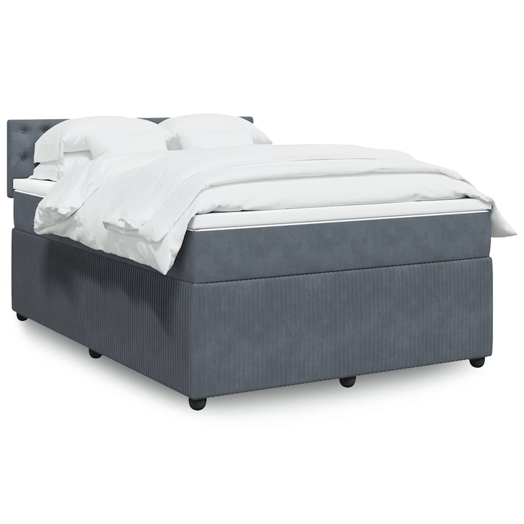 vidaXL Κρεβάτι Boxspring με Στρώμα Σκούρο Γκρι 160x200 εκ. Βελούδινο