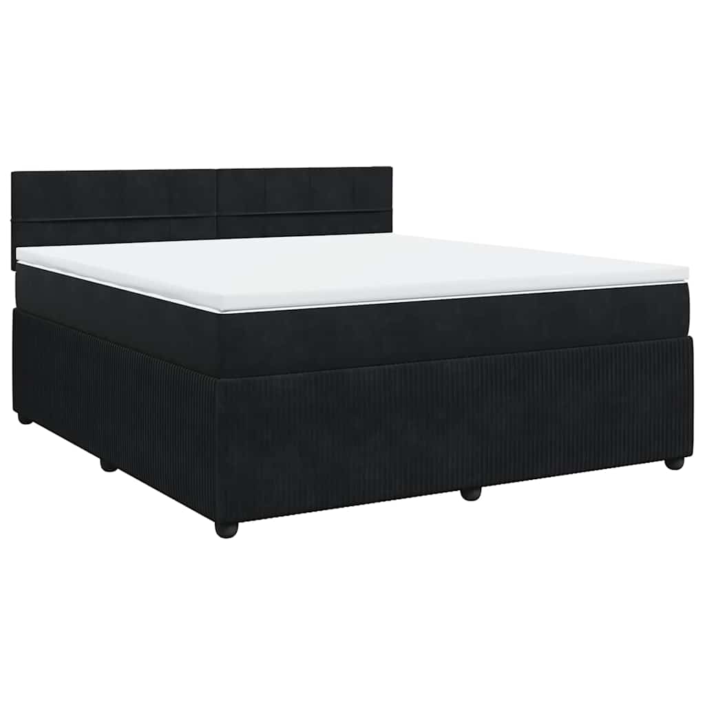vidaXL Κρεβάτι Boxspring με Στρώμα Μαύρο 180x200 εκ. Βελούδινο