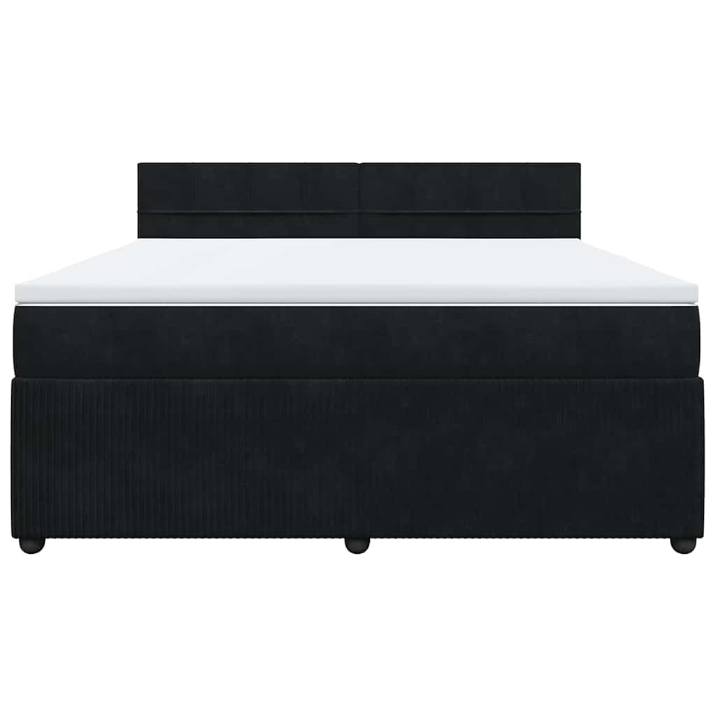 vidaXL Κρεβάτι Boxspring με Στρώμα Μαύρο 180x200 εκ. Βελούδινο