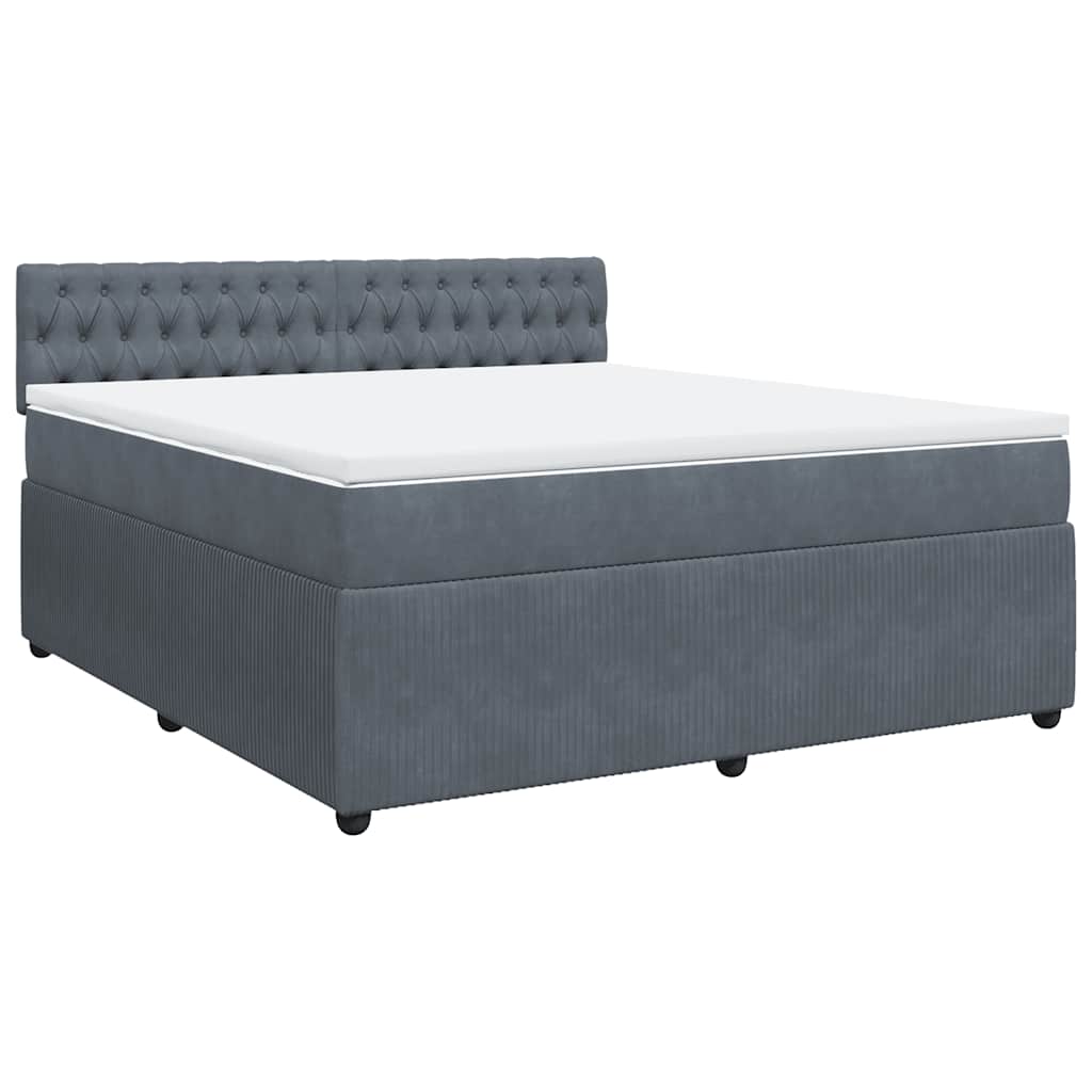 vidaXL Κρεβάτι Boxspring με Στρώμα Σκούρο Γκρι 180x200 εκ. Βελούδινο