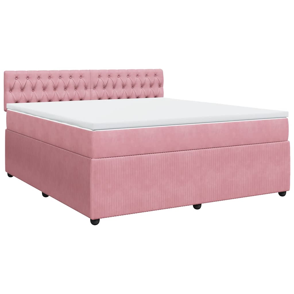 vidaXL Κρεβάτι Boxspring με Στρώμα Ροζ 180x200 εκ. Βελούδινο