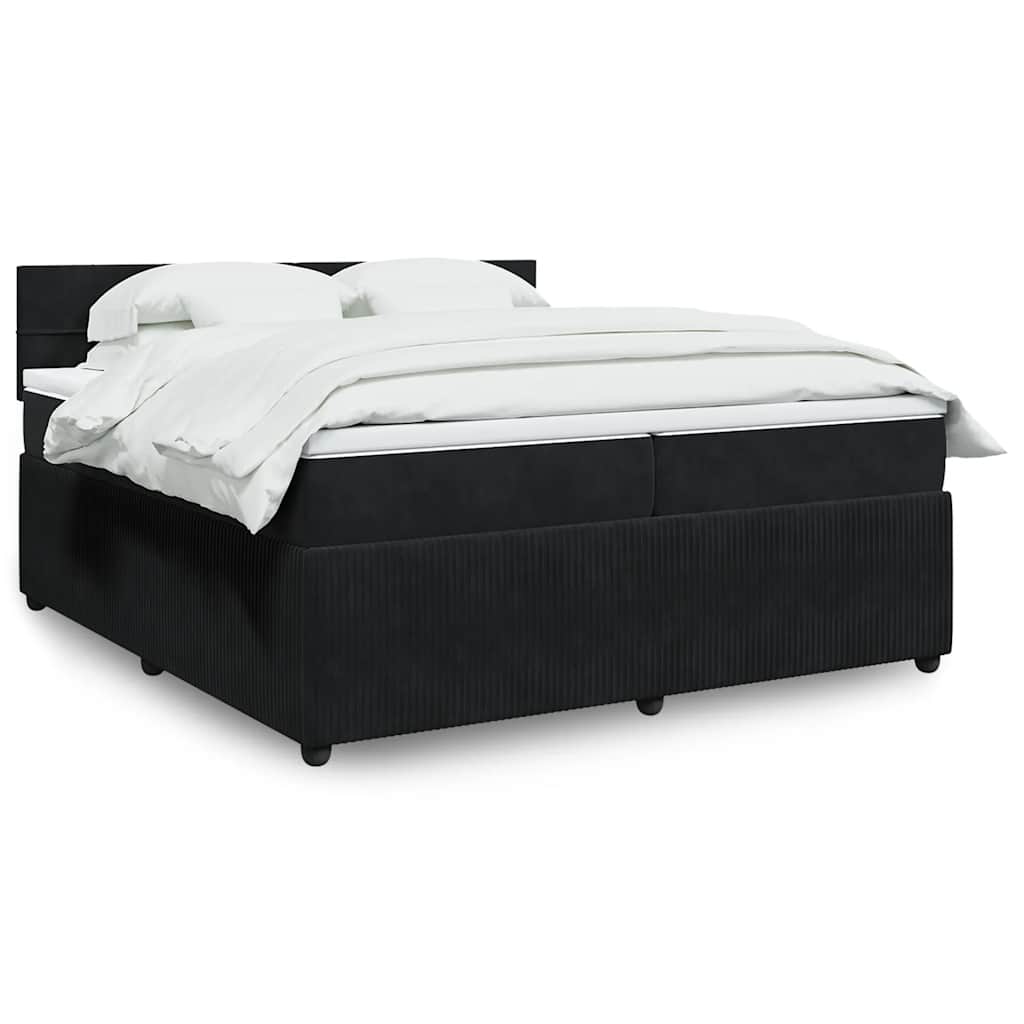 vidaXL Κρεβάτι Boxspring με Στρώμα Μαύρο 200x200 εκ. Βελούδινο