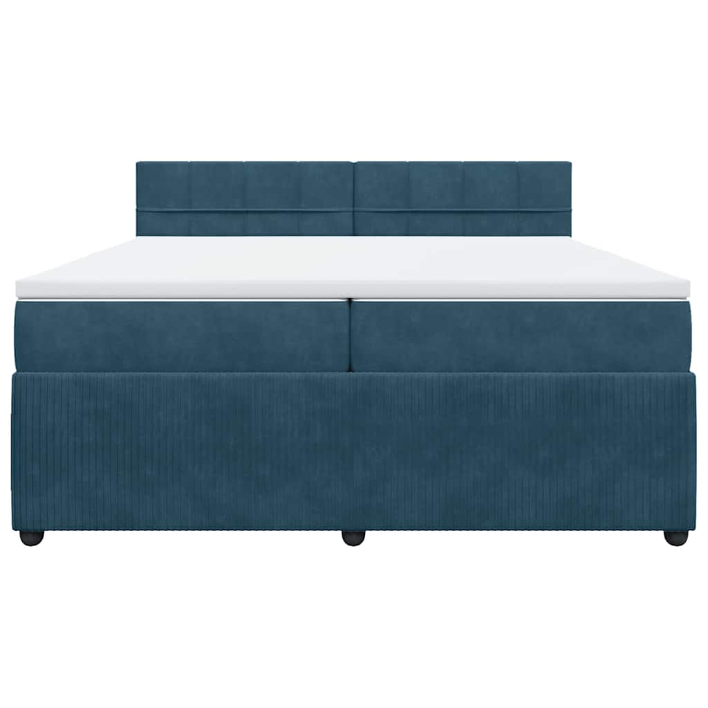 vidaXL Κρεβάτι Boxspring με Στρώμα Μπλε 200x200 εκ. Βελούδινο