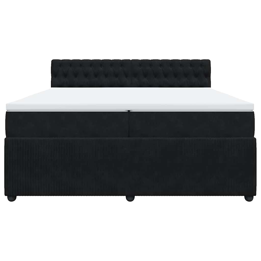 vidaXL Κρεβάτι Boxspring με Στρώμα Μαύρο 200x200 εκ. Βελούδινο