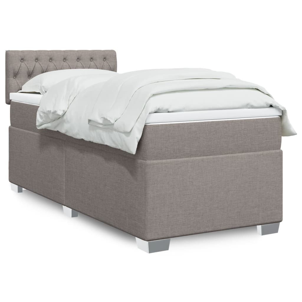 vidaXL Κρεβάτι Boxspring με Στρώμα Taupe 80x200 εκ. Υφασμάτινο