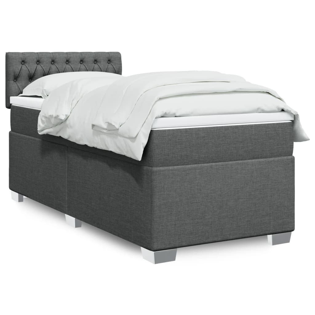 vidaXL Κρεβάτι Boxspring με Στρώμα Σκούρο Γκρι 100x200 εκ. Υφασμάτινο