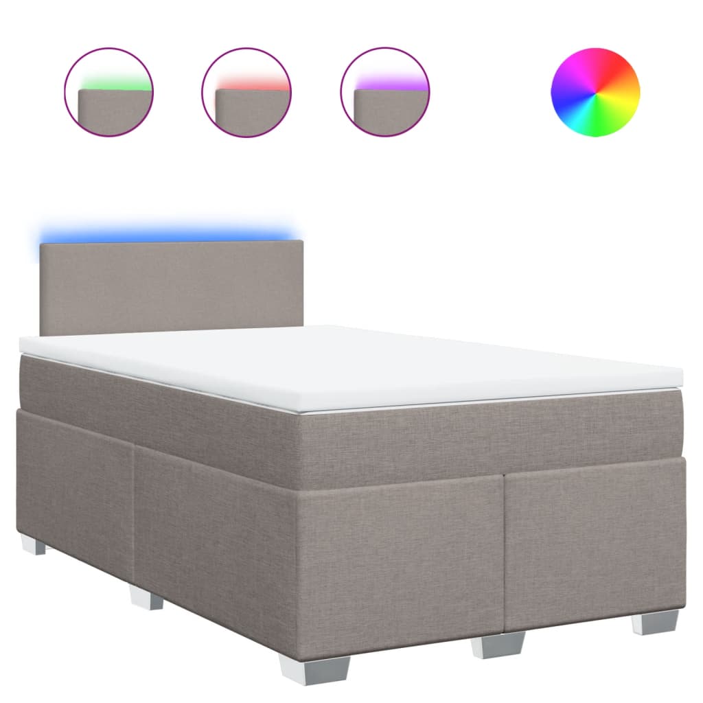 vidaXL Κρεβάτι Boxspring με Στρώμα Taupe 120x190 εκ. Υφασμάτινο