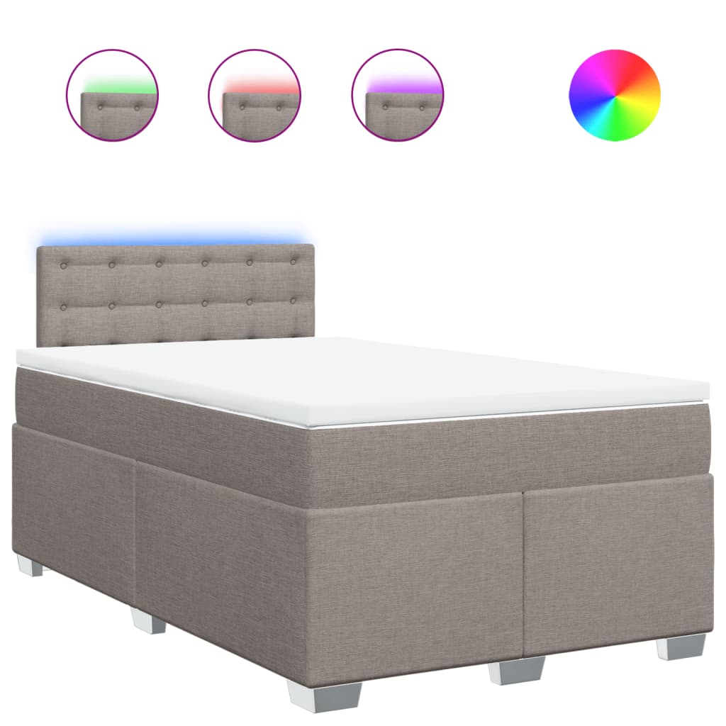 vidaXL Κρεβάτι Boxspring με Στρώμα Taupe 120x200 εκ. Υφασμάτινο