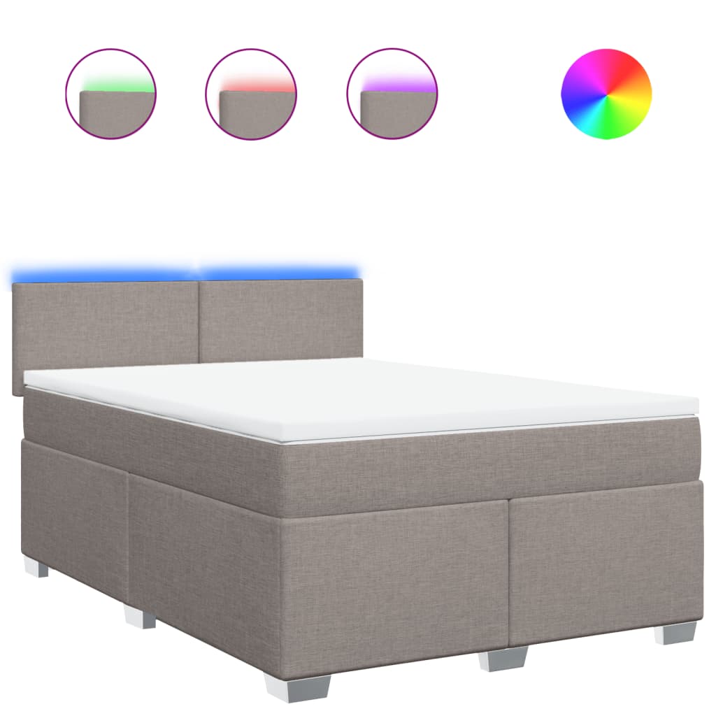 vidaXL Κρεβάτι Boxspring με Στρώμα Taupe 140x190 εκ. Υφασμάτινο
