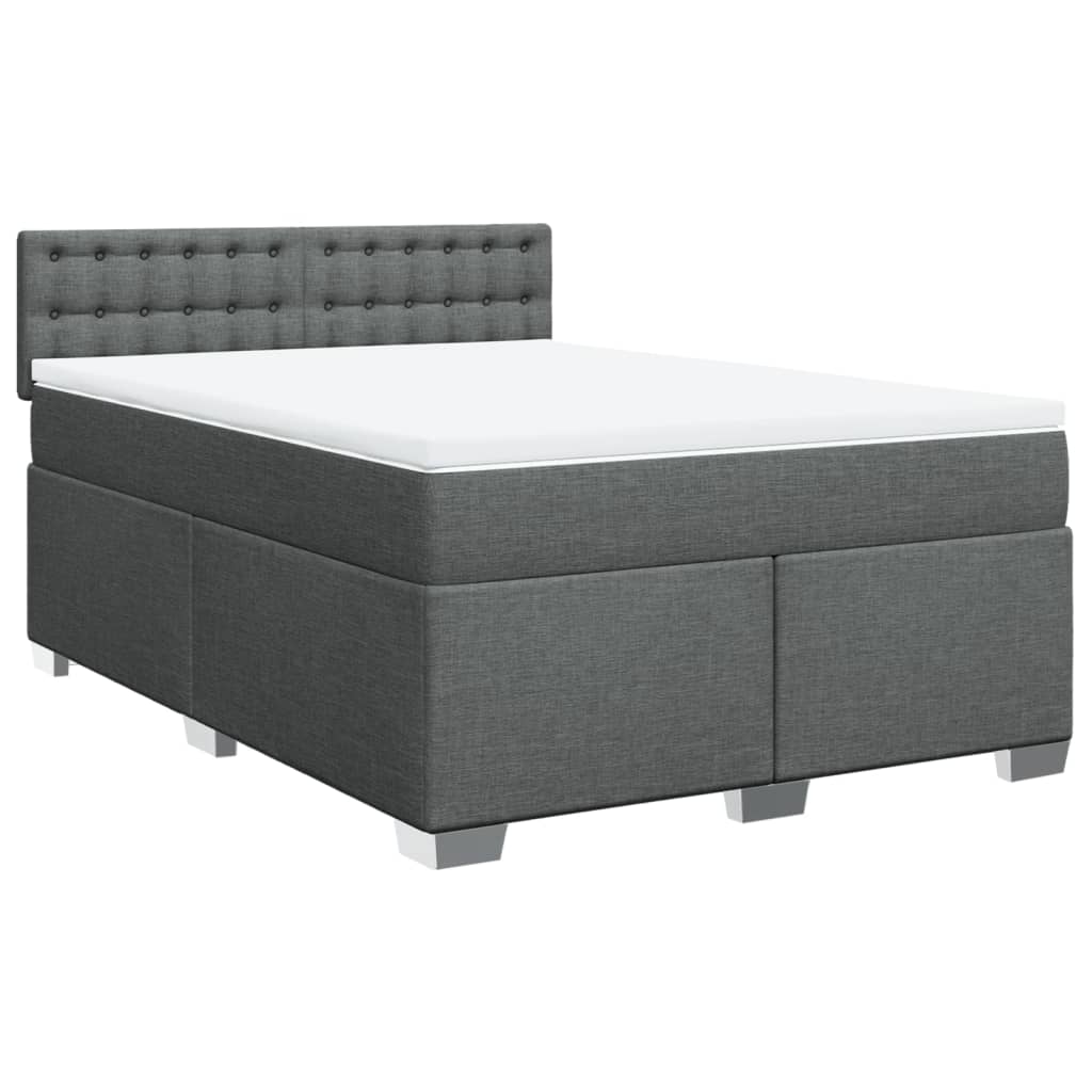 vidaXL Κρεβάτι Boxspring με Στρώμα Σκούρο Γκρι 140x190 εκ. Υφασμάτινο