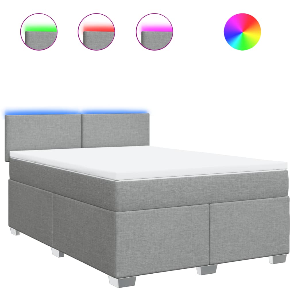 vidaXL Κρεβάτι Boxspring με Στρώμα Ανοιχτό Γκρι 140x200 εκ. Υφασμάτινο
