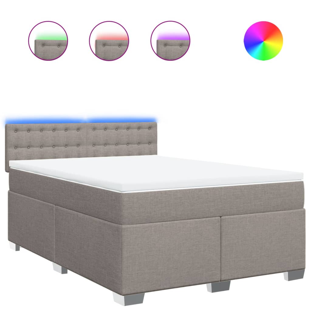 vidaXL Κρεβάτι Boxspring με Στρώμα Taupe 140x200 εκ. Υφασμάτινο