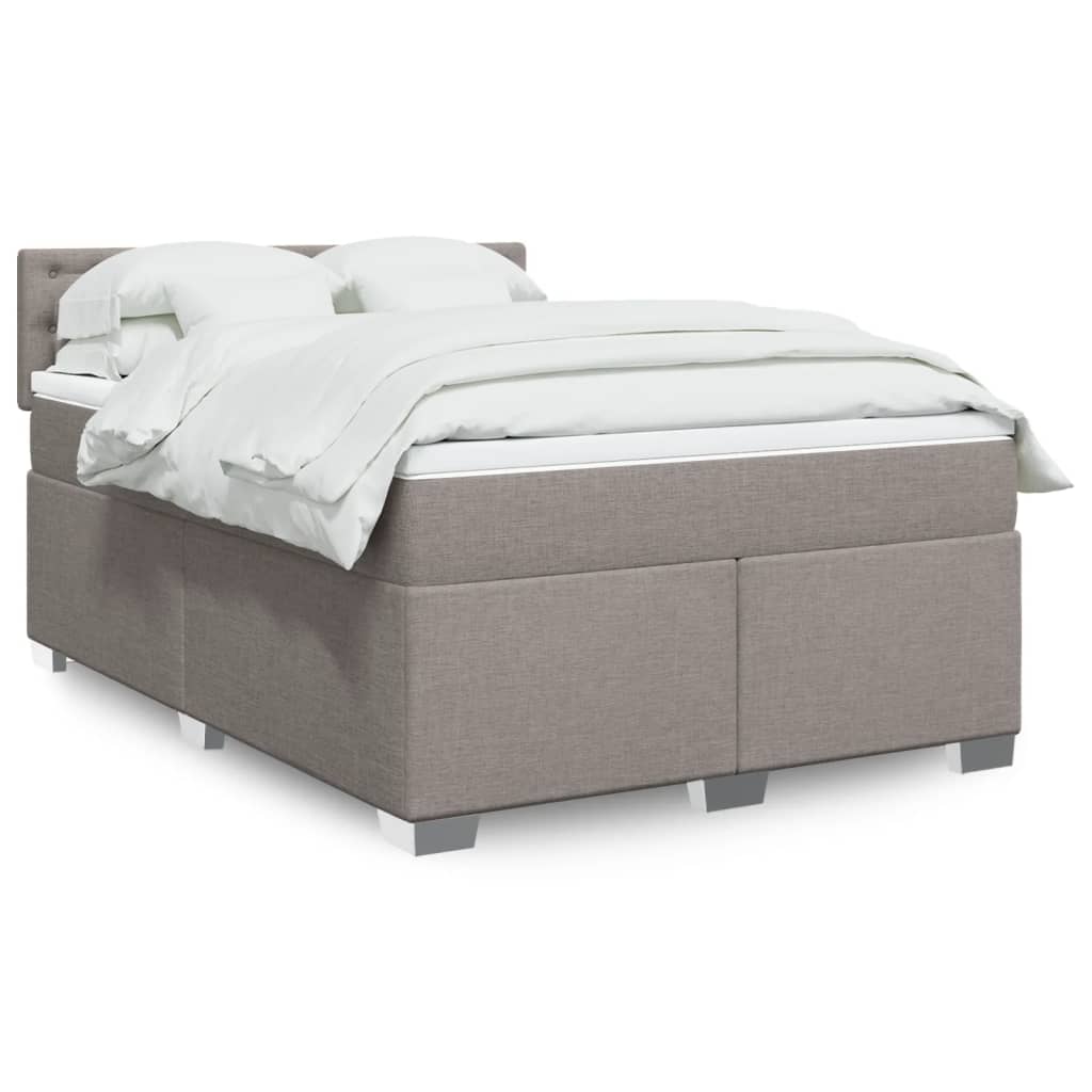 vidaXL Κρεβάτι Boxspring με Στρώμα Taupe 140x200 εκ. Υφασμάτινο