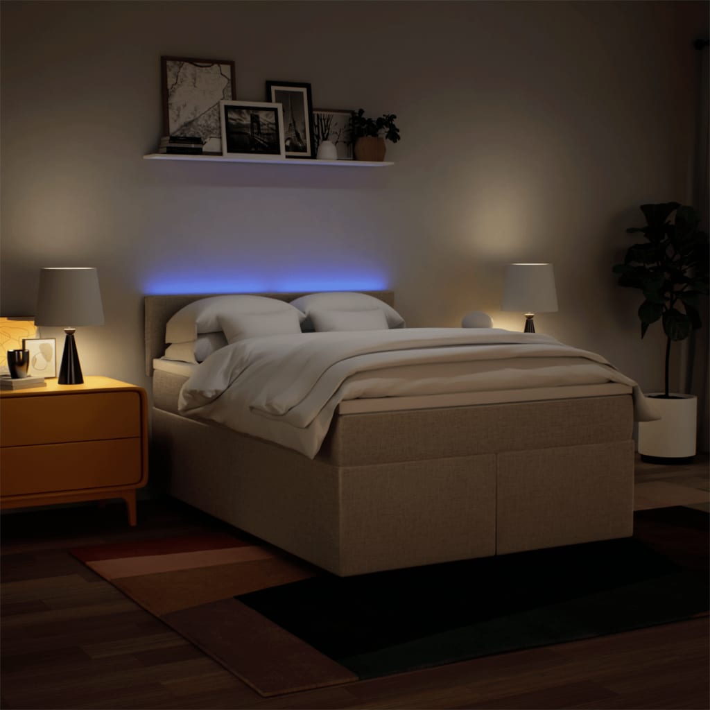 vidaXL Κρεβάτι Boxspring με Στρώμα Κρεμ 160x200 εκ. Υφασμάτινο