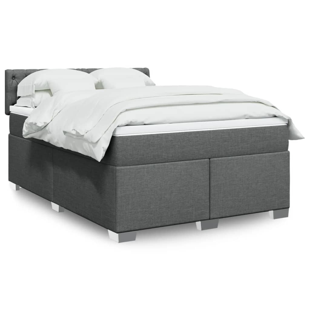 vidaXL Κρεβάτι Boxspring με Στρώμα Σκούρο Γκρι 160x200 εκ Υφασμάτινο