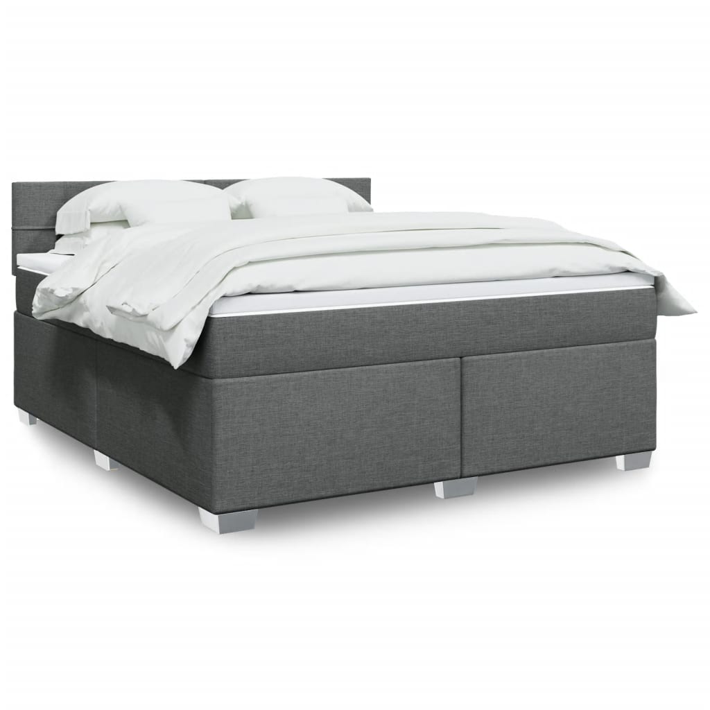 vidaXL Κρεβάτι Boxspring με Στρώμα Σκούρο Γκρι 180x200 εκ Υφασμάτιν