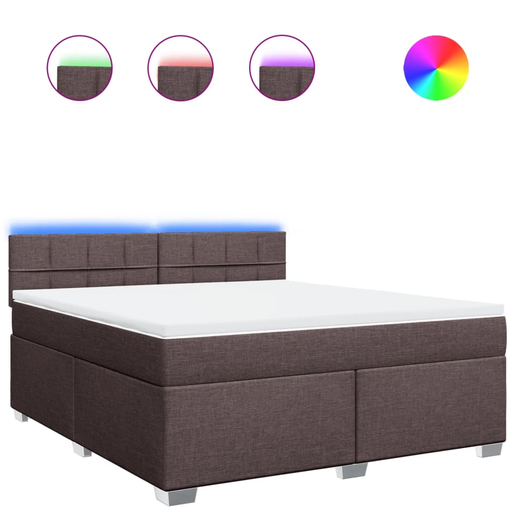 vidaXL Κρεβάτι Boxspring με Στρώμα Σκούρο Καφέ 180x200 εκ Υφασμάτινο