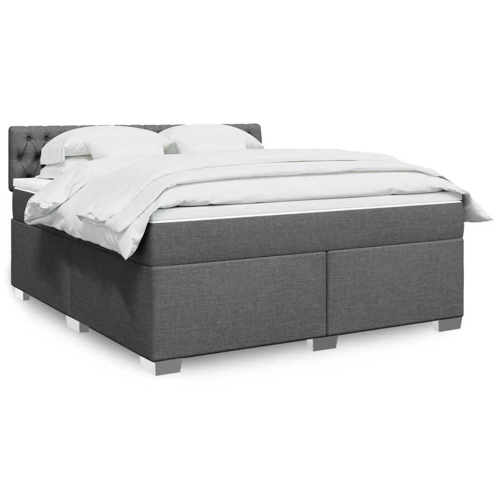 vidaXL Κρεβάτι Boxspring με Στρώμα Σκούρο Γκρι 180x200 εκ Υφασμάτιν