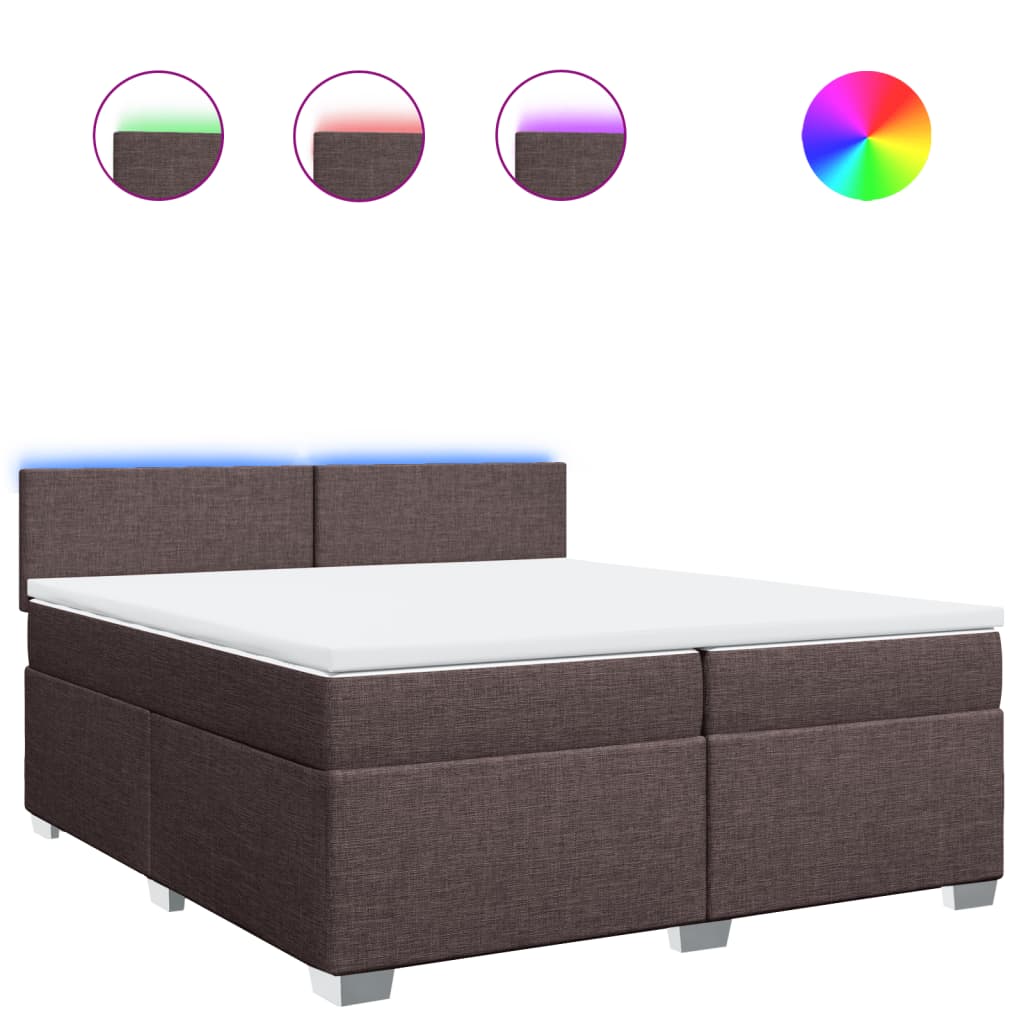 vidaXL Κρεβάτι Boxspring με Στρώμα Σκούρο Καφέ 200x200 εκ. Υφασμάτινο