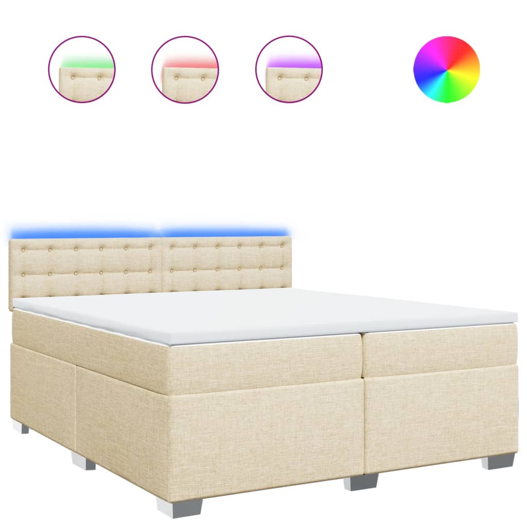 vidaXL Κρεβάτι Boxspring με Στρώμα Κρεμ 200x200 εκ. Υφασμάτινο