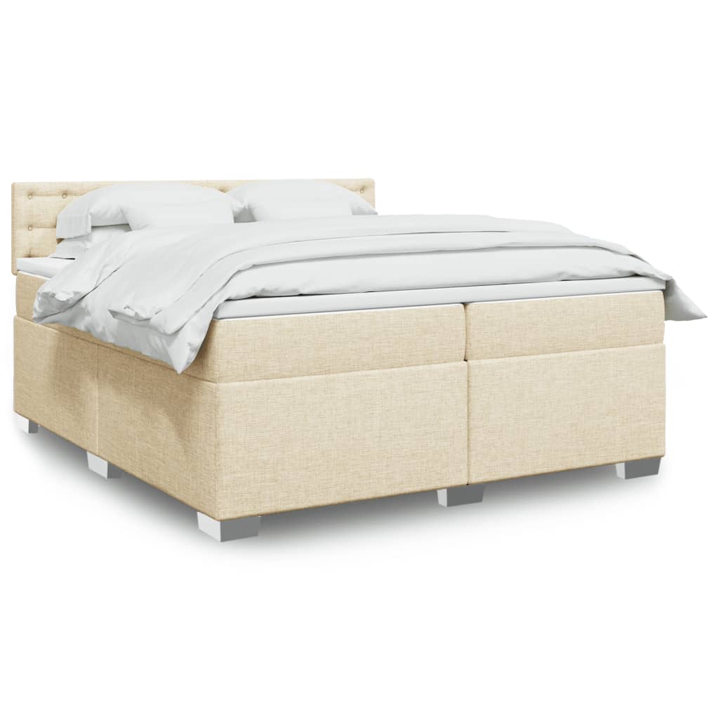 vidaXL Κρεβάτι Boxspring με Στρώμα Κρεμ 200x200 εκ. Υφασμάτινο