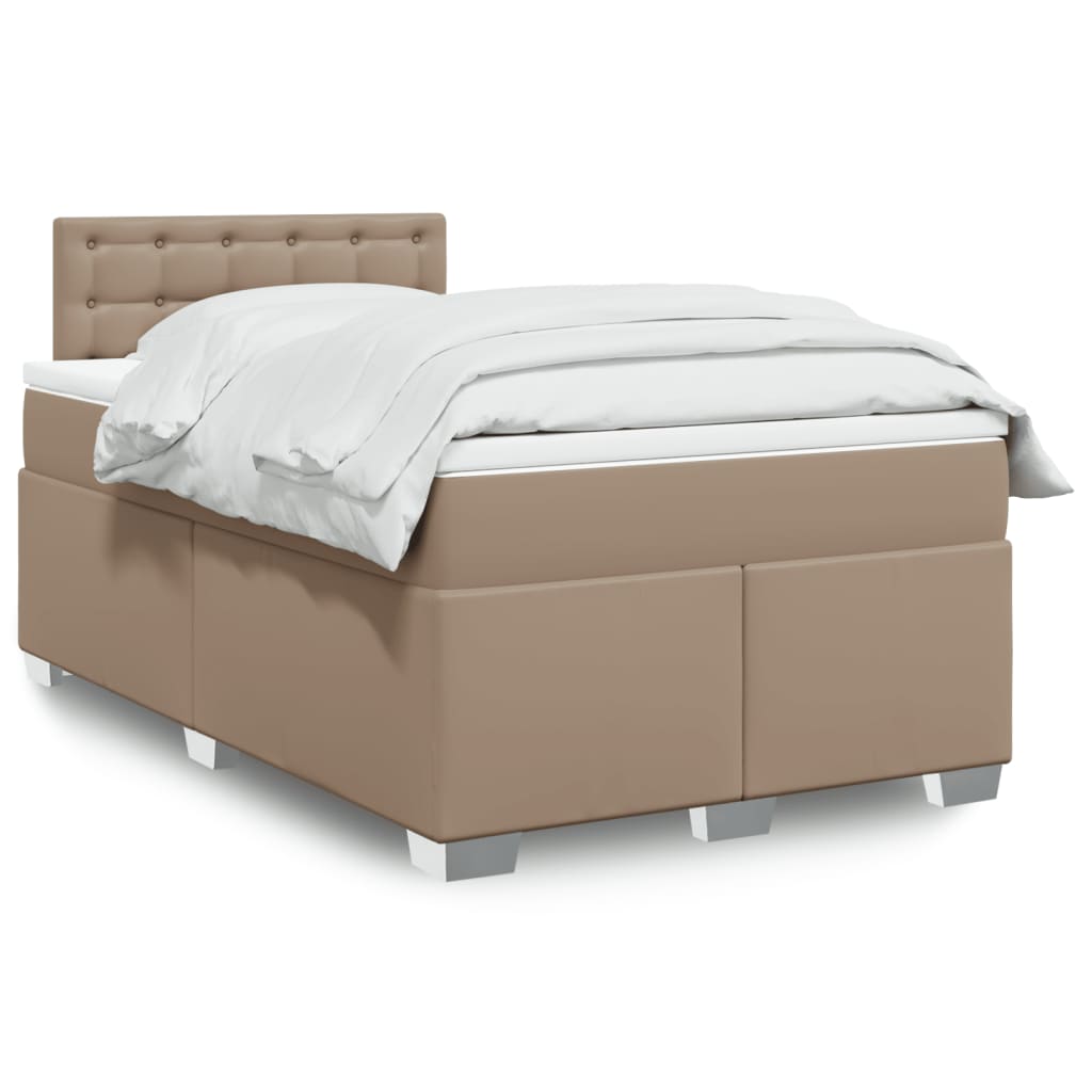 vidaXL Κρεβάτι Boxspring με Στρώμα Καπουτσίνο 120x190εκ.από Συνθ.Δέρμα