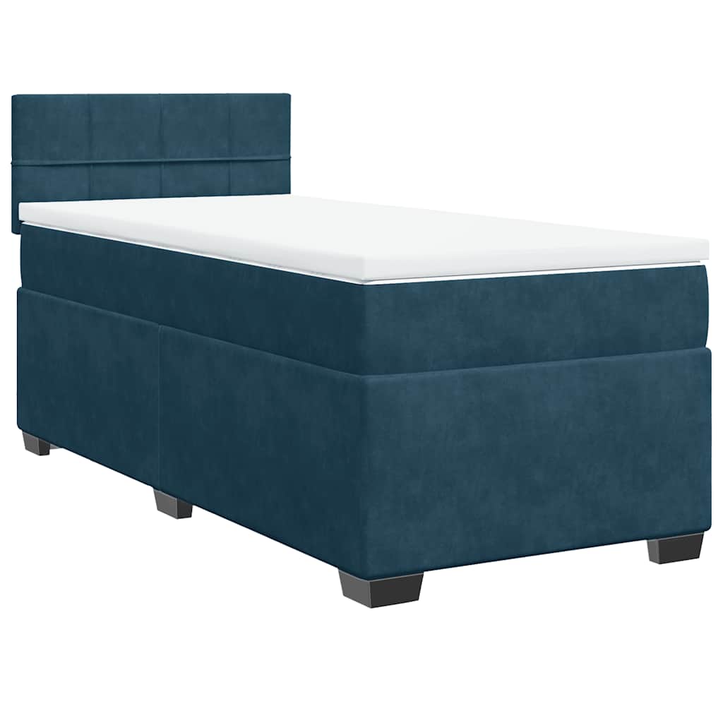vidaXL Κρεβάτι Boxspring με Στρώμα Μπλε 80 x 200 εκ. Βελούδινο