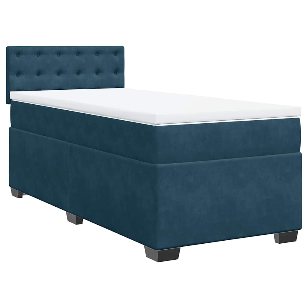 vidaXL Κρεβάτι Boxspring με Στρώμα Μπλε 80 x 200 εκ. Βελούδινο