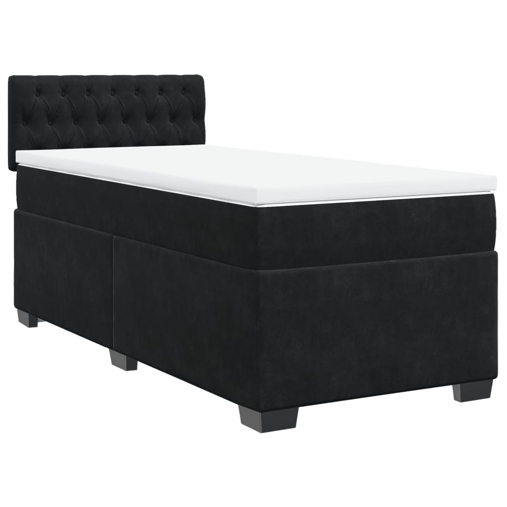 vidaXL Κρεβάτι Boxspring με Στρώμα Μαύρο 90x200 εκ. Βελούδινο