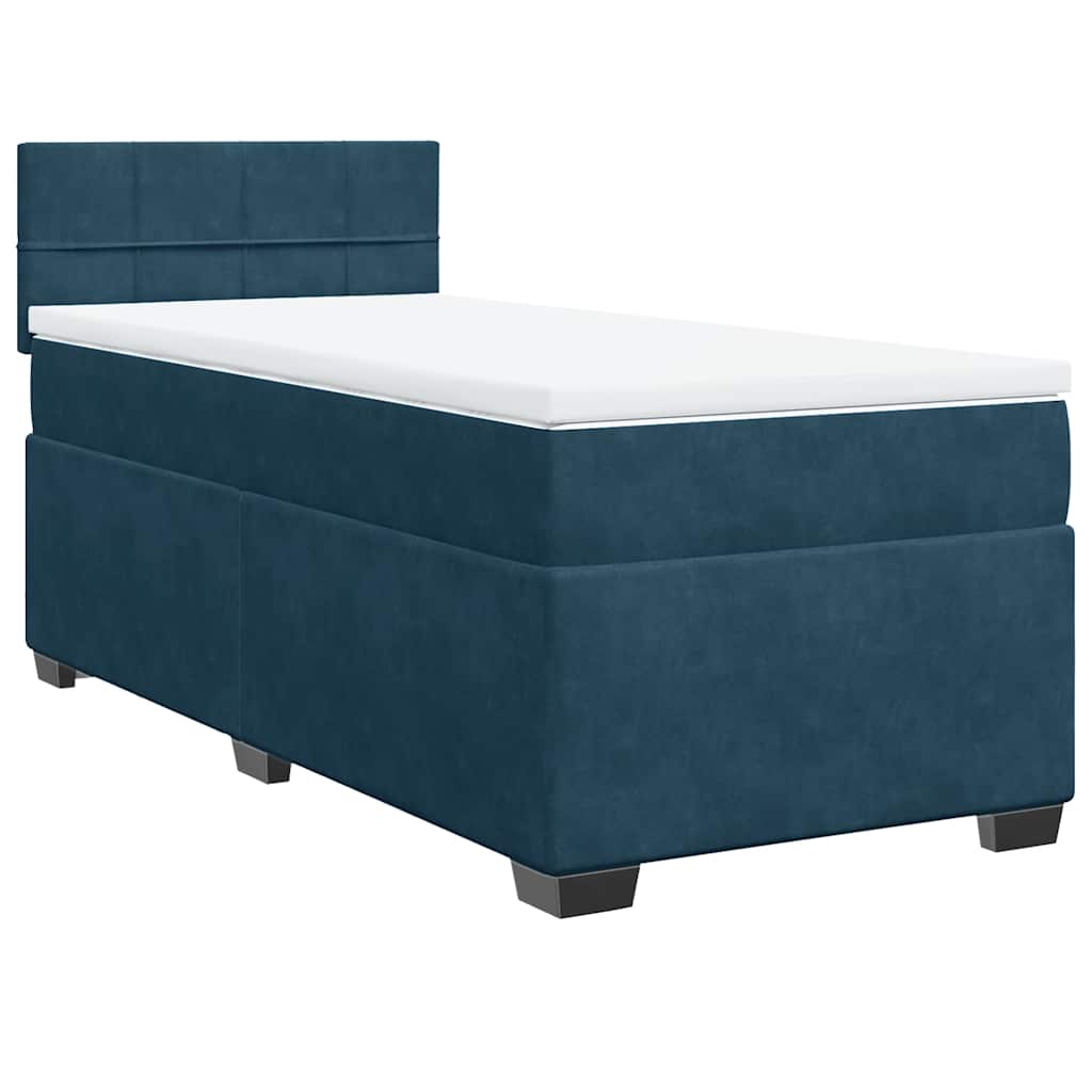vidaXL Κρεβάτι Boxspring με Στρώμα Μπλε 90x200 εκ. Βελούδινο