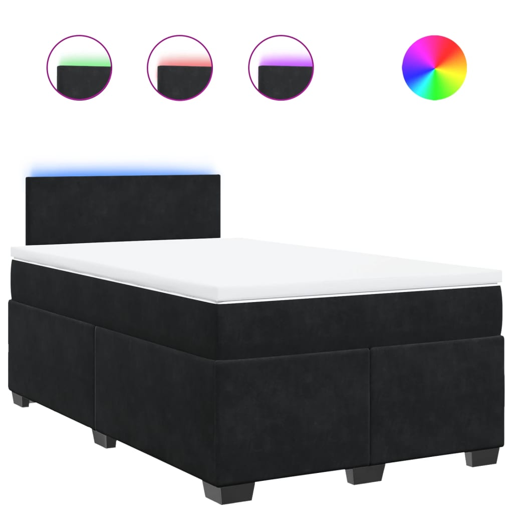vidaXL Κρεβάτι Boxspring με Στρώμα Μαύρο 120x190 εκ. Βελούδινο