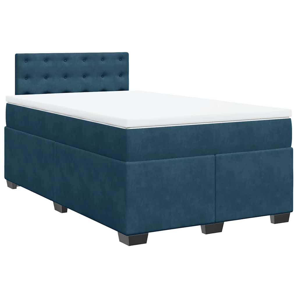 vidaXL Κρεβάτι Boxspring με Στρώμα Μπλε 120x190 εκ. Βελούδινο