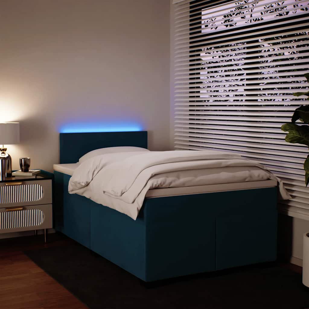 vidaXL Κρεβάτι Boxspring με Στρώμα Μπλε 120x200 εκ. Βελούδινο