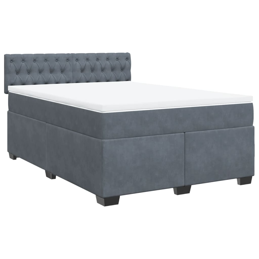 vidaXL Κρεβάτι Boxspring με Στρώμα Σκούρο Γκρι 140x200 εκ. Βελούδινο