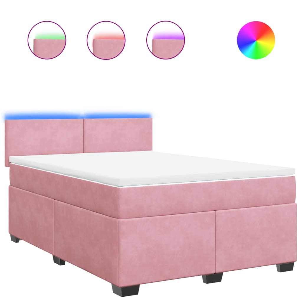 vidaXL Κρεβάτι Boxspring με Στρώμα Ροζ 160x200 εκ. Βελούδινο