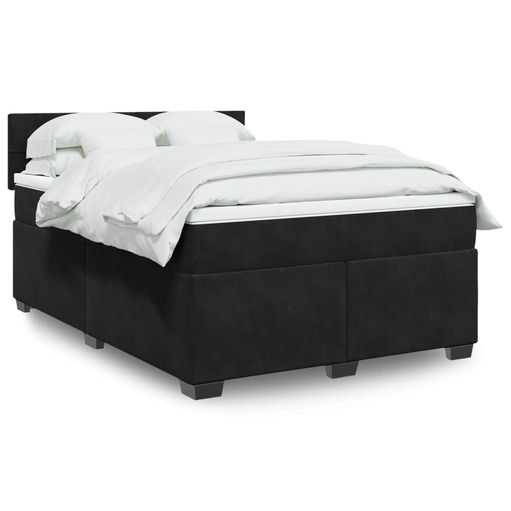 vidaXL Κρεβάτι Boxspring με Στρώμα Μαύρο 160x200 εκ. Βελούδινο
